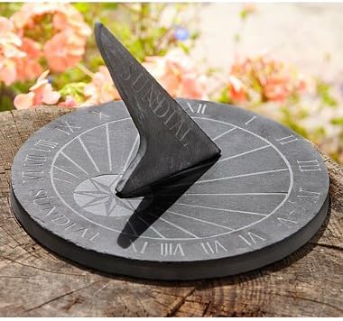 Große Sonnenuhr aus Schiefer, rund ? 25 cm Durchmesser: Amazon.de: Garten