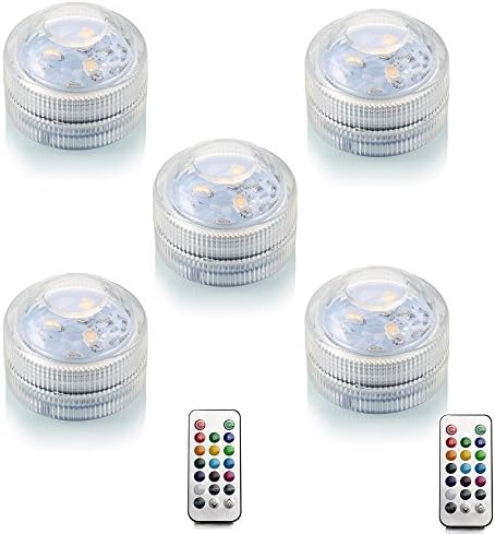 Anfukon Submersible Led Candle Lights Remote Control Waterproof Multi Color Changing AAA Battery Powered for Wedding Party Home Decoration 5 PCS