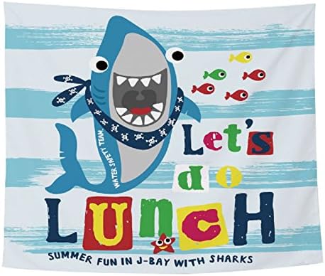 YYW Tapestry Hungry Shark Cartoon Tapestry for Kid Baby Girl Baby Boy Wall Hanging Tapestry with Vivid Design for Living Room Bedroom Dorm Decor Backdrop Decorations (51 W by 60" L,Multi 023)