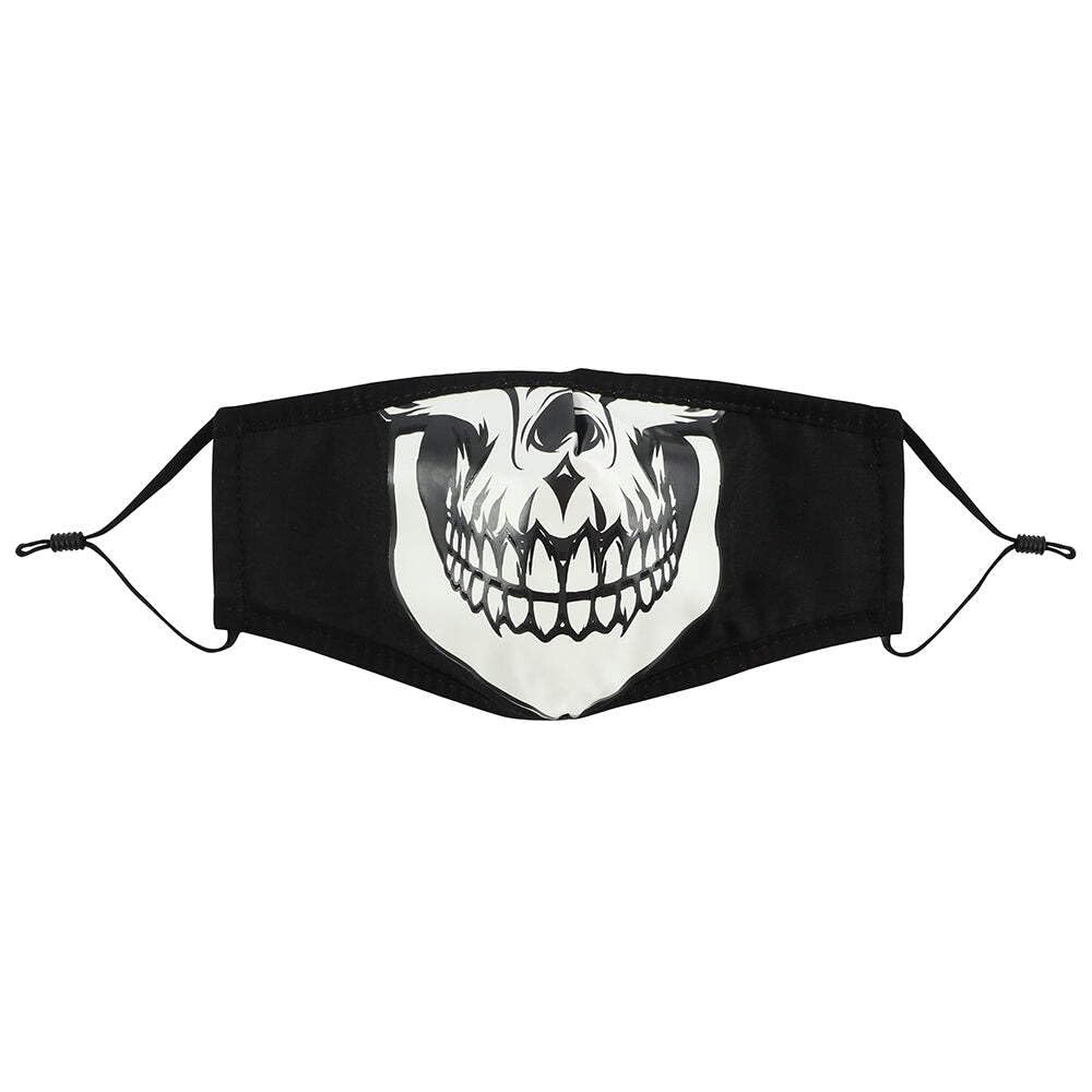 Edgy Black & White Skull Reusable Face Covering - 13cm x 24cm (1 Pc.) - Triple-Layered for Style and Safety, Non-Medical, Perfect for Everyday Use with Easy Washing After Each Wear