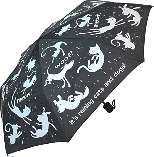 SoakeBlooming Brollies Manual Folding Umbrella - Raining Cats and Dogs