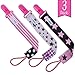 AlmaBaby Universal Safety Pacifier Clip Holders, Girls - Pink Stars 3 Pack - First Year Gumdrop Clip. No Metal Parts