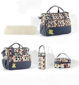just4baby 5pc Insulated Thermal Diaper Changing Hospital Bag Set Grey Leaves view 6