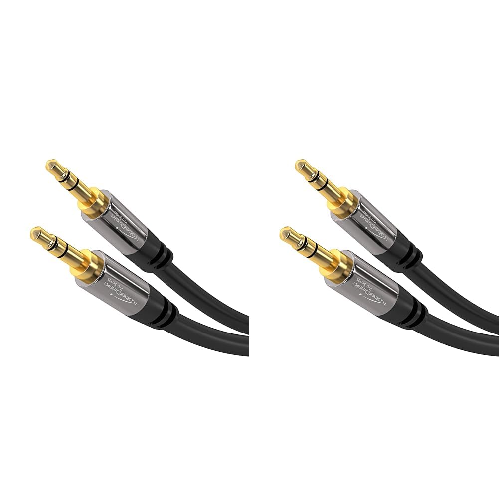 KabelDirekt Aux Cable - 5m 3.5mm Audio Jack to Jack, Designed in Germany With Break-Proof Metal Plug for Car/iPhone/Laptop/Headphones, Black
