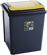 Galleries Wham 50L Yellow Plastic Waste Bin with Flap Lid Recycling Bin 50L