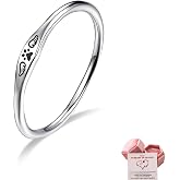 InspiringJewel Paw Print Angel Wing Ring, 925 Sterling Silver Pet Memorial Jewelry for Loss of Dog Cat, Hypoallergenic Sympathy Gift for Pet Lovers with Pink Gift Box