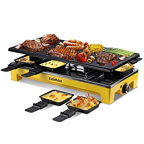 CUSIMAX Raclette Grill Electric Grill Table, Portable 2 in 1 Korean BBQ Grill Indoor & Cheese