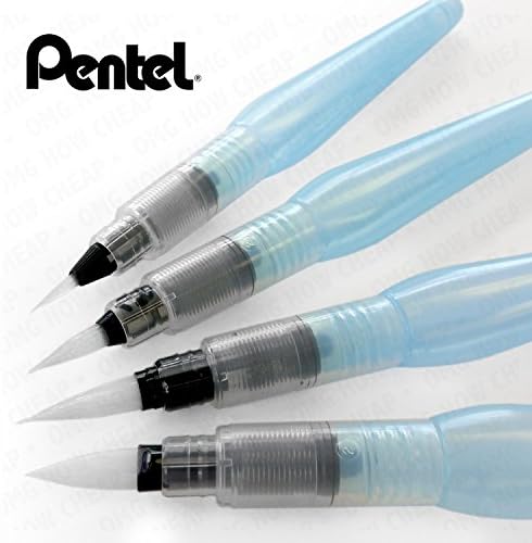 Pentel - Aquash Water Brush Pen - 10ml Tank - "4 Pack" - Fine, Medium, Broad, and Flat