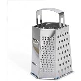 6-Sided Stainless Steel Box Grater, Multi-Purpose Kitchen Grater with Handle, 7.5 x 4.9 x 3.9 Inches