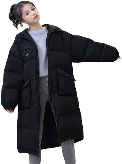 Amazon ダーセン レディース ダウンジャケット ダウンコート 中綿コート アウター 厚手 軽量 大きいサイズ フード付き 膝丈 上品 ゆったり カジュアル 綿服 アウター 防寒 防風 ダウンコート シルエット 通勤 通学 シンプル スタイリッシュ 暖かい 冬 コート