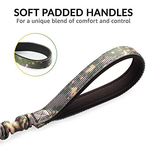 PetSpy Two Handle Dog Leash with Shock Absorbing - Improved Control & Training Bungee Pet Lead 4-6 ft (Green)