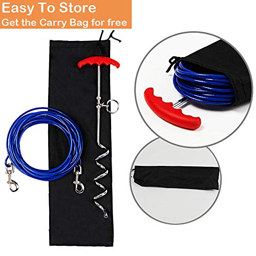 Tie Out Cable and Dog Stake for Yard,Dog Leash Stake with Solid Dog