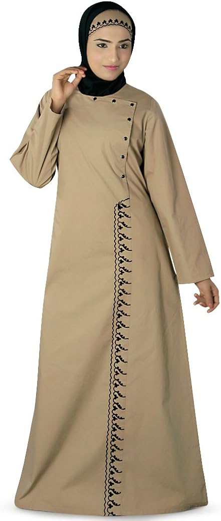 Amazon.com: MyBatua Women's Islamic Clothing Wasimah Cotton Abaya in Beige: Clothing
