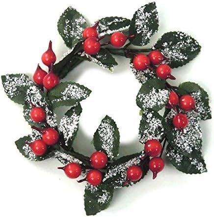 Christmas Candle Ring Rose Berries & Leaf Red for 7cm