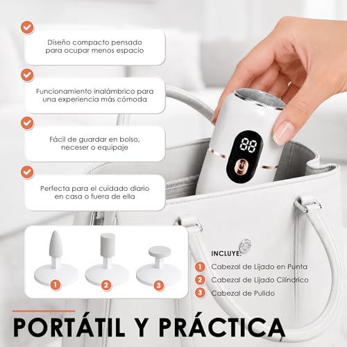 Electric Foot File for Feet, Cordless Rechargeable Callus Remover for Dead Skin and Rough Heels, 3 Speed Pedicure Tool with 2 Replaceable Grinding Heads