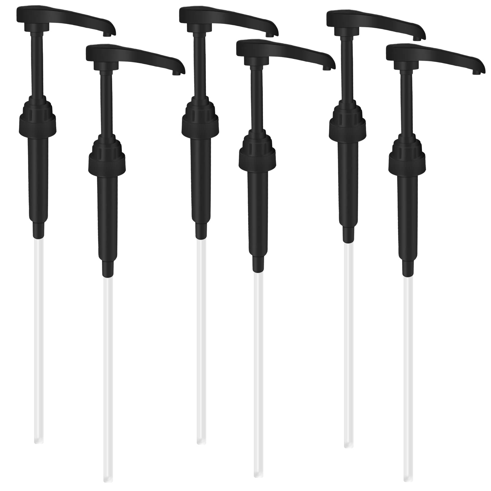 BLMHTWO 6 Pieces Syrup Pump, Coffee Syrup Pump Pump Bottles for Syrups with Rotating Design Reusable Leakproof Coffee Syrup Pump Dispenser 750ml for Home Kitchen Cafes Bars Shopping Mall (Black)