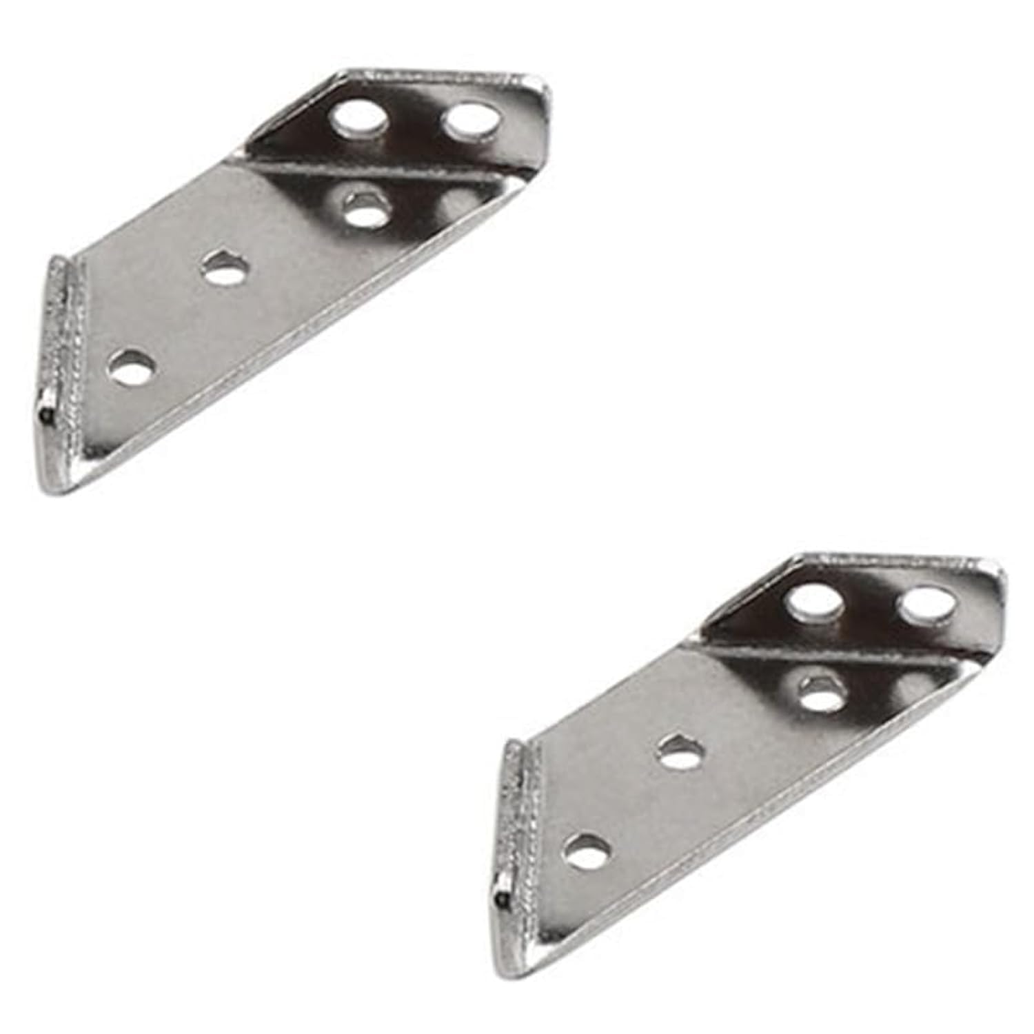 2Pcs Triangle Corner Brace Stainless Steel Angle Bracket Furniture Corner Connector for Wood Shelf Cabinet Table Chair, Silver , Medium