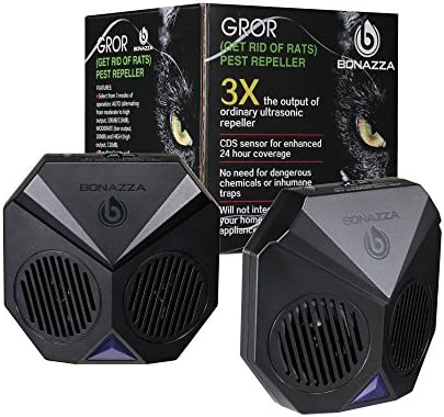 BONAZZA Rodent Repellent Ultrasonic for Garages, Warehouse, Attics, Basements - Best Electronic Mouse Repeller Get Rid Of Bugs Insects and Mice, Mouse and Rat 3 Modes of Pest Control - 2 Pack