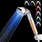 LED Shower Head Fywonder, Prevention of Hair Loss Ionic Shower Head, Negative Ionic Double Filter Removes Heavy Metals, Chlorine - 7 Color Changing