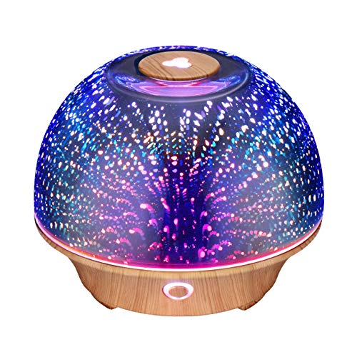 VicTsing Essential Oil Diffuser, 200ml 3D Effect Ultrasonic Aromatherapy Oil Humidifier with Starburst Fireworks Effect, 7-Color LED Lights, Waterless Auto-Off, Great for Home, Office, Bedroom-Brown