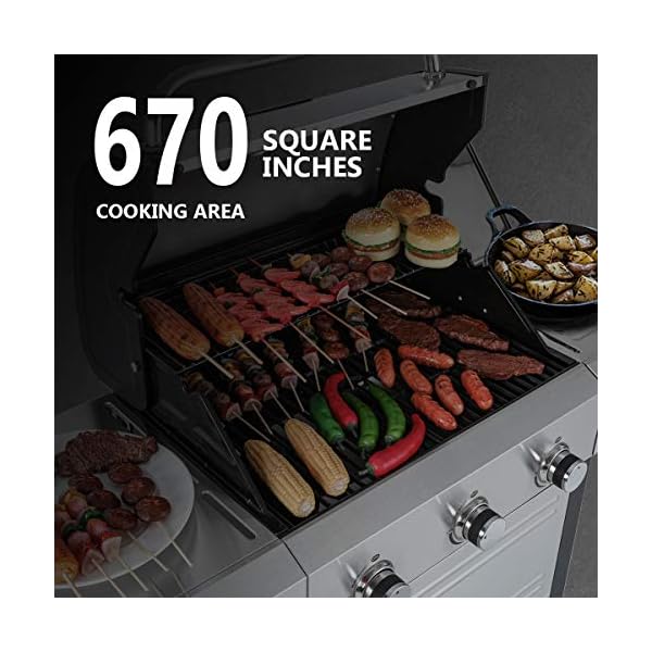 RINKMO-Gas-Grill-2020-Upgrade-670-sq-inch-3-Burner-36000-BTU-per-Hour-Input-Stainless-Steel-Liquid-Propane-Grill-Movable-BBQ-Grills-with-Side-Burner-Cart-Style