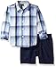 Nautica Baby Boys' Long Sleeve Button Down and Flat Front Short Set, Cobalt, 24 Months