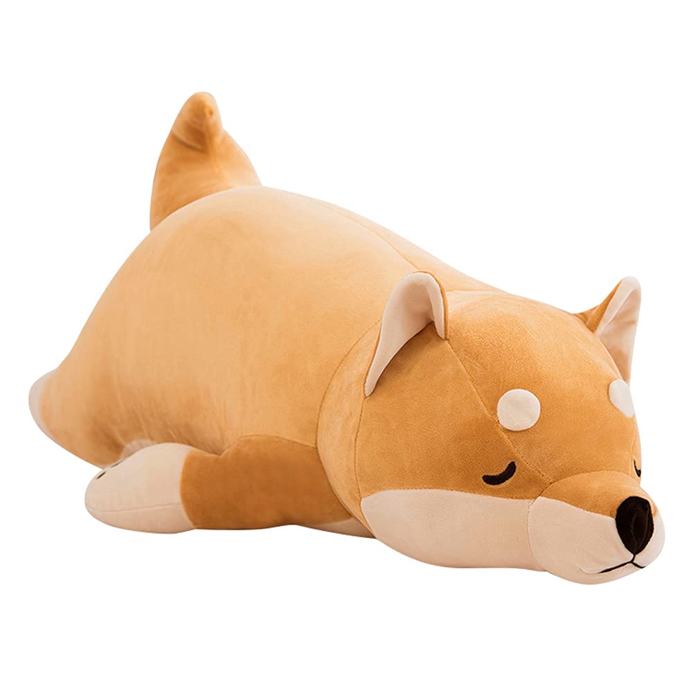 LICHENGTAI Cute Corgi Plush Shiba Inu Plush Animal Hugging Pillow, 40 CM Funny Stuffed Animal Cute Dog Toy Comfortable Doll Cushion Toys Children Plush Toy Gift for Kids, Rrown (Sleeping Dog - 50CM)