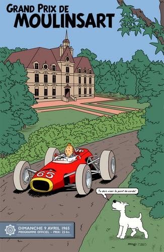 1965 Tintin Moulinsart Grand Prix Poster A2 Reprint