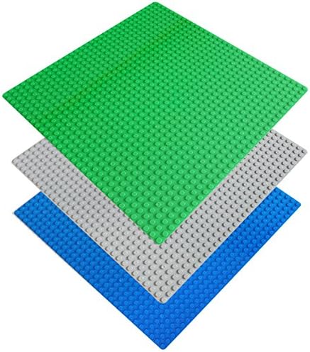 Smart Builder Set of 3 LARGE Lego Compatible 10X10 Non-Stackable Building Baseplates, 3 Colors
