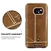 Pierre Cardin Galaxy S7 Edge Case, Premium Genuine Leather Lightweight Slim Snap On Hard Back Cover For Samsung Galaxy S7 Edge Brown