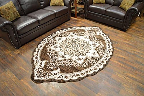 Artistry Rugs Twist Free Shape 3D Hand Carved Traditional 5x8 Oval Rug Oriental 4737 Brown - Perfect for The Living Room, Dining Room, Bedroom, Hallway
