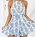JOYEBUY Women Flower Print Summer Beach Romper Sexy Strap Backless Jumpsuit (Small, Blue)