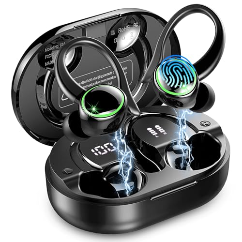 2026 Bluetooth Kopfhörer Sport, Kopfhörer Kabellos Bluetooth 5.4 Hi-Fi Stereo, 50 Std In Ear Kopfhörer mit ENC Noise Cancelling und 4 HD Mics, LED-Anz