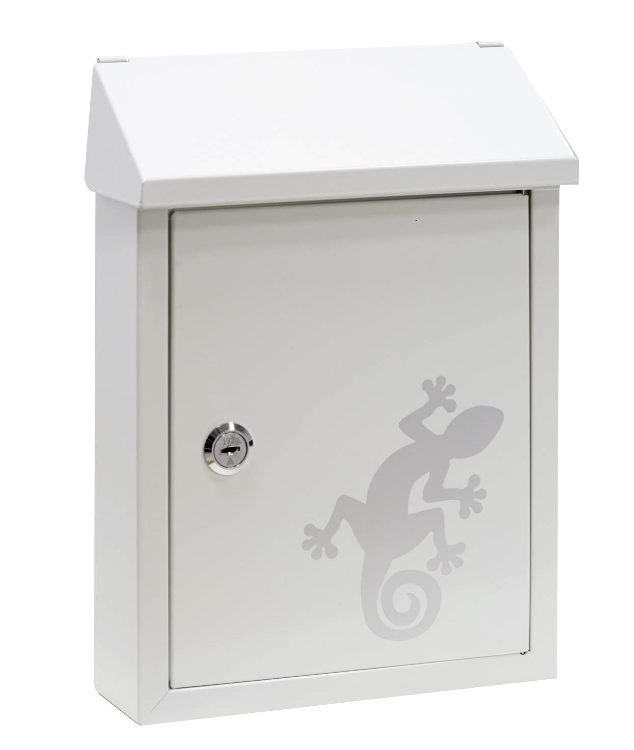 ARREGUI Smart Graphic E5721-SAL Steel Exterior Letterbox Size S (DIN A5) | with Decorative Silkscreen Salamander | Small Wall Mailbox | Mailbox with Back Mouth Letter Collection | White