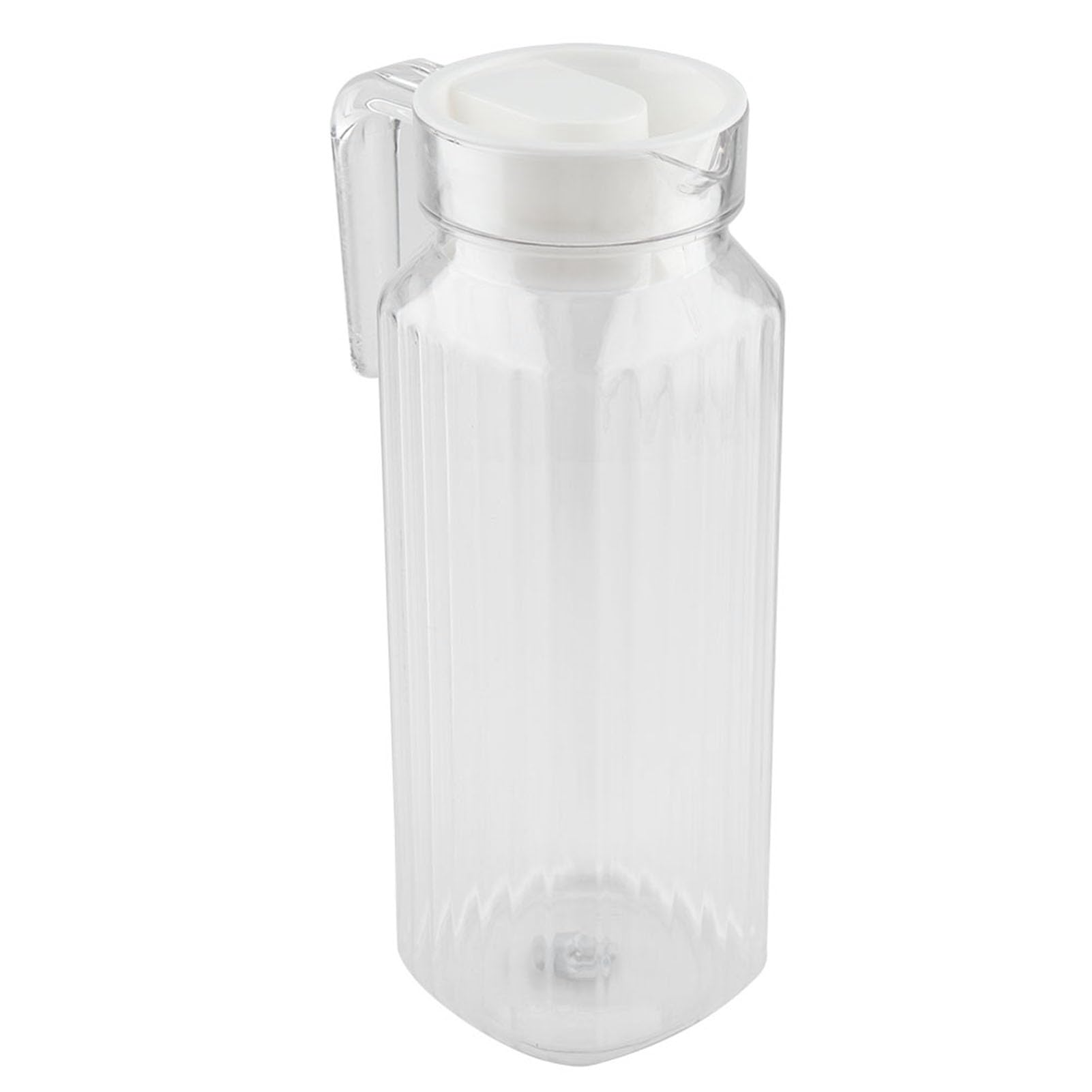 Acrylic Bottle Bottle, Transparent Striped Water Ice Cold Jug Beverage Drink Pitcher with Lid and Handle (1100ml)