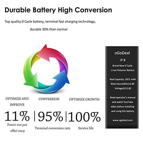 oGoDeal Battery Replacement Compatible for iPhone 8 Repair Kit A1863, A1905, A1906 1821mAh - Thumbnail 4