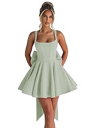 ouhati Spaghetti Strap Satin Homecoming Dress for