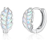 Lasidor Leaf Small Hoop Earrings for Women Girls Opal Huggie Hoop Earrings 14K Gold Plated Cartilage Mini Earrings