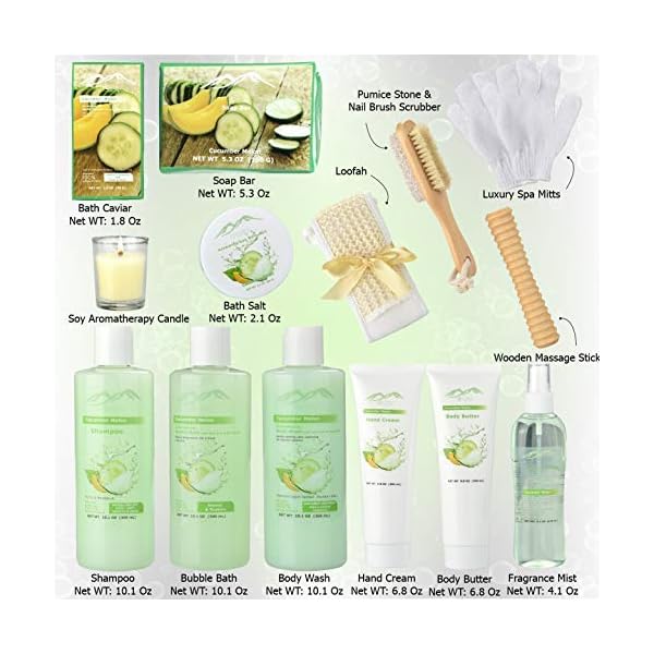 Spa Gift Baskets And Beauty Gift Basket Melon Cucumber Spa Kit Bed
