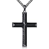 LUHE Black Cross Necklace for Men Sterling Silver Cross Pendant Necklace Black Onyx Jewelry Religious Jewelry Christian Gifts
