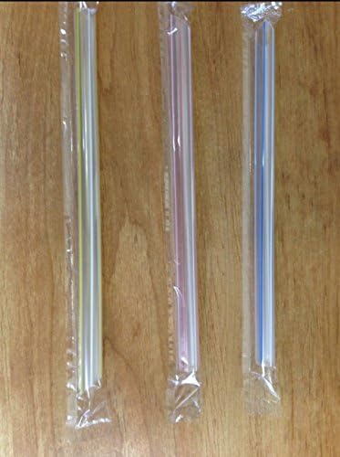 150 pcs Extra Wide Individually Wrap Boba Bubble Tea Fat Drinking Straws, 8-1/4" Long, Color Strips