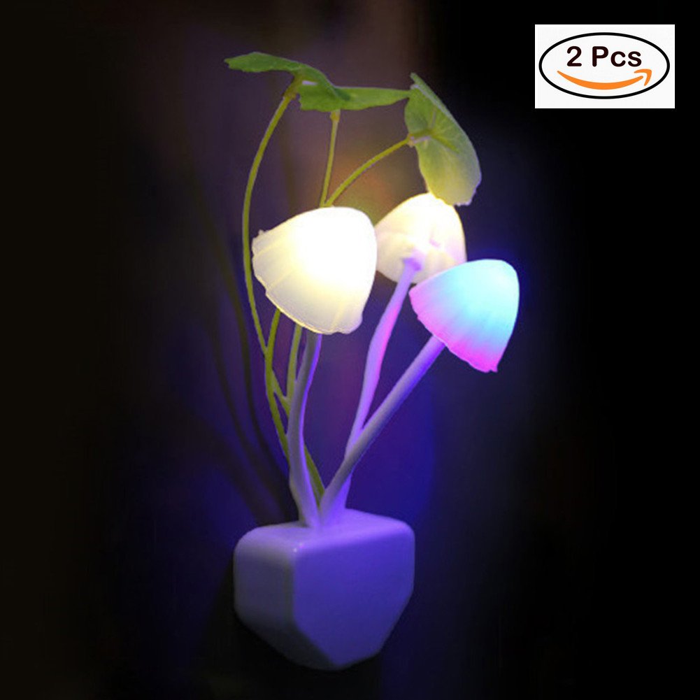 Mushroom Night Light,XINYI Plug In Sensor LED Mushroom Lamp Color Changing For Bedroom Livingroom Kids Baby Sleeping Nursery,2Pcs