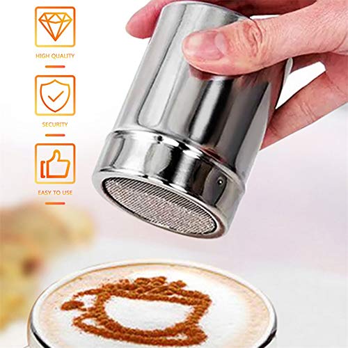 Shaker per cioccolato in acciaio inossidabile Farina di cacao Caffè Cannella in polvere Secchiello Spolverino Filtro da… - immagine 8