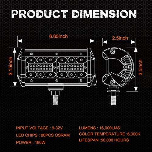 LED Light Bar, Auto Power Plus 2pcs 7 Inch LED Pods OSRAM LED Work Light Spot Flood Combo Lights Off Road Driving Lights Waterproof Fog Lights for Truck Jeep Car ATV UTV Boat, 2 Years Warranty - Thumbnail 5