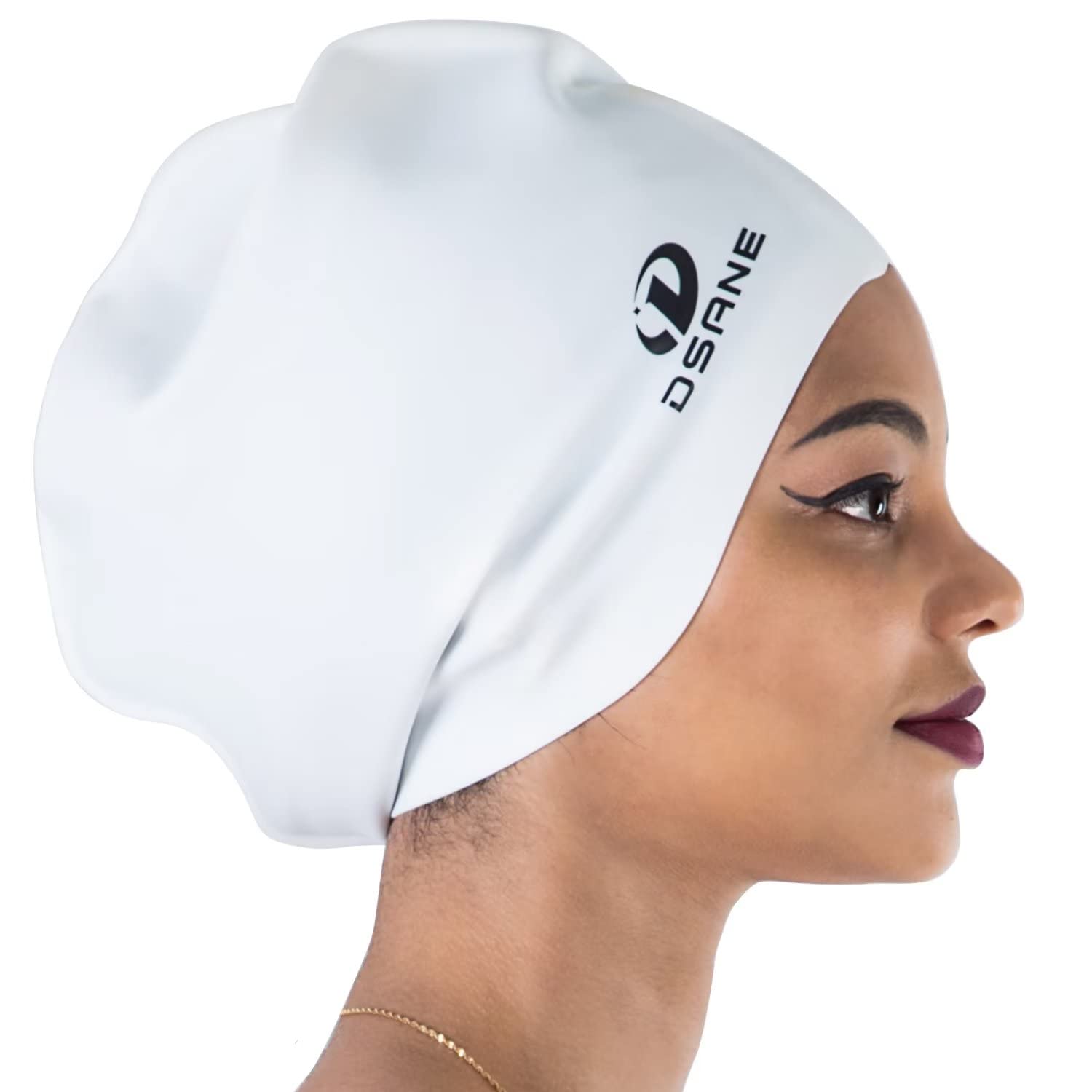 Dsane Extra Large Swimming Cap Women and Men,Special Design Swimming Hat for Long Hair,Swim Cap for Very Long Thick Curly Hair&Dreadlocks Weaves Braids Afro Silicone Keep Your Hair Dry