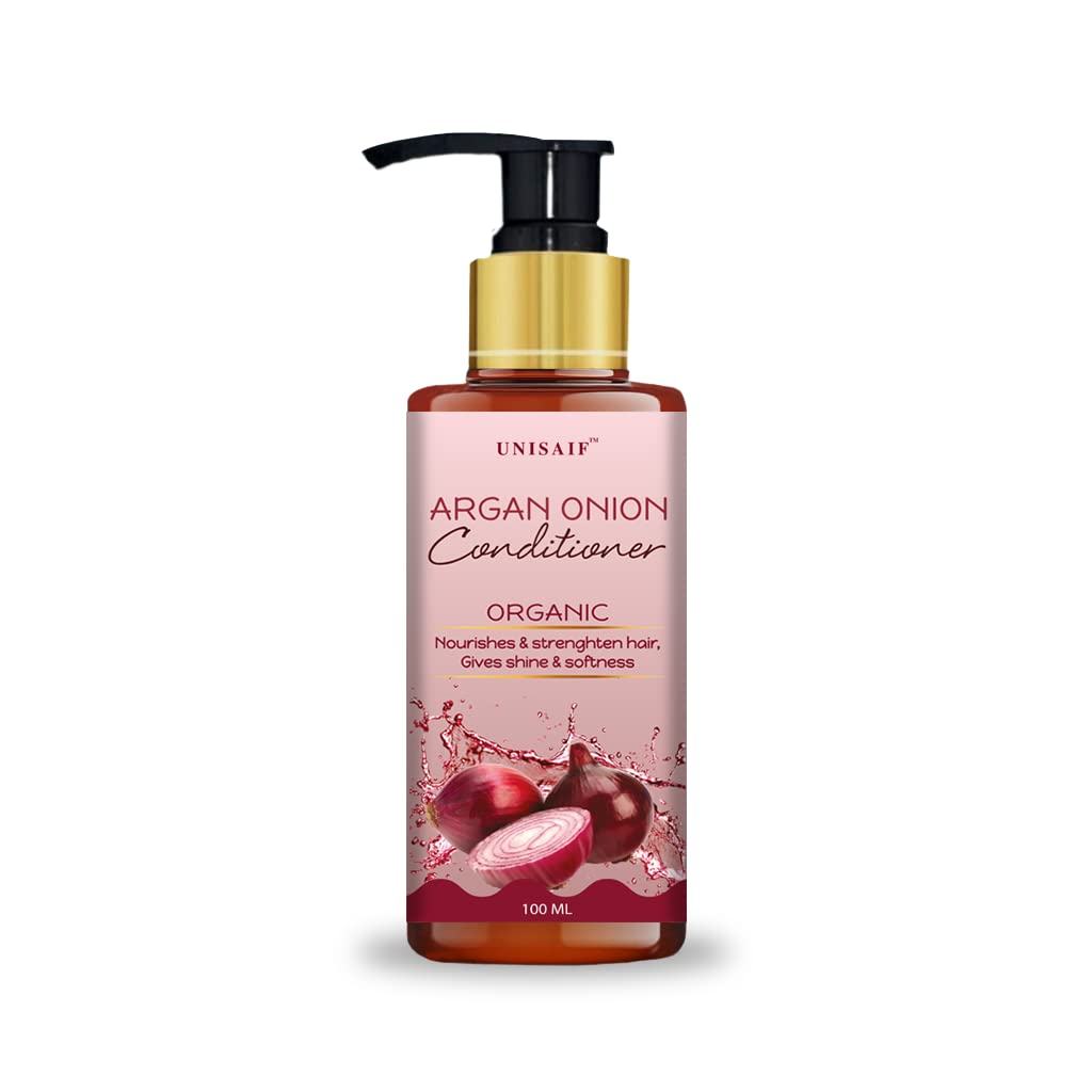 Unisaif Argan Onion Organic Conditioner - Nourishes & Strengthen Hair | Gives Shine & Softness | Deep Conditioner for Dry Damaged Hair | Sulphate free & Paraben Free (100 ml).