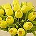 Tulip Yellow 10 Pcs SOLEDI PU Real-touch Artificial Flowers for Bridal Bouquet Wedding Living Room Table Home Garden Decoration