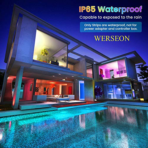 WERSEON LED Strip Lights Kit, Room led Lights Waterproof 32.8ft 5050 RGB 300led Light Strips Compatible with Alexa Google Home, Light Strip Kits Music Sync for Room TV Kitchen Home Party