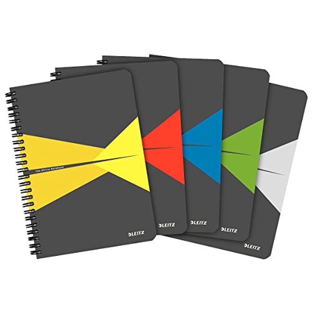 Esselte Leitz A5 Office Notepad, Laminated Card, Squared, 90 Sheets, Assorted Colours