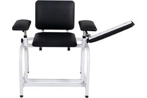COOLWAVE Thick Padded Phlebotomy Chair Blood Drawing Chair Height Adjustable Black (Left Armrest)